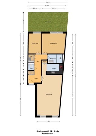 Floor plan - Doelenstraat 5A2, 4813 BG Breda 